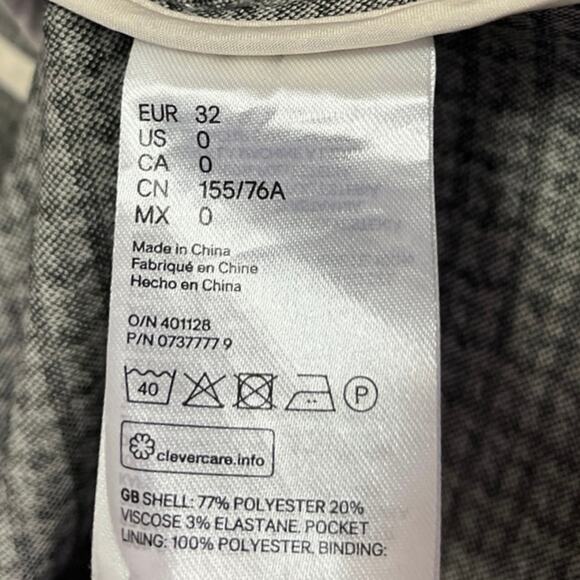 H&M Multicolor Plaid Checkered Notch Collar Trench Over Coat Blazer Jacket Sz 0 - Picture 5 of 5